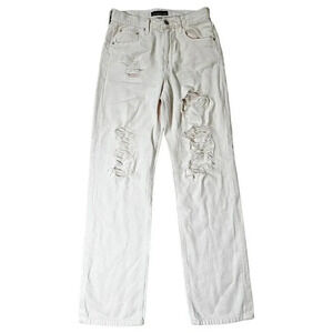 Aeropostale 90s BAGGY Super High-Rise Straight Ripped Jeans Size 4R Baby Pink